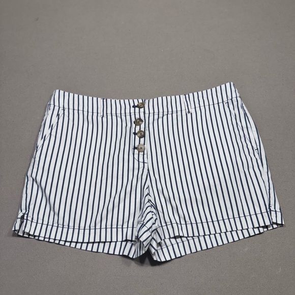 LOFT White and Blue High Waist Shorts - Picture 1 of 5